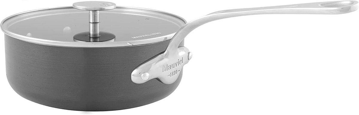 Harde Geanodiseerde Nonstick Saute Pan met Glazen Deksel - 3.7-qt