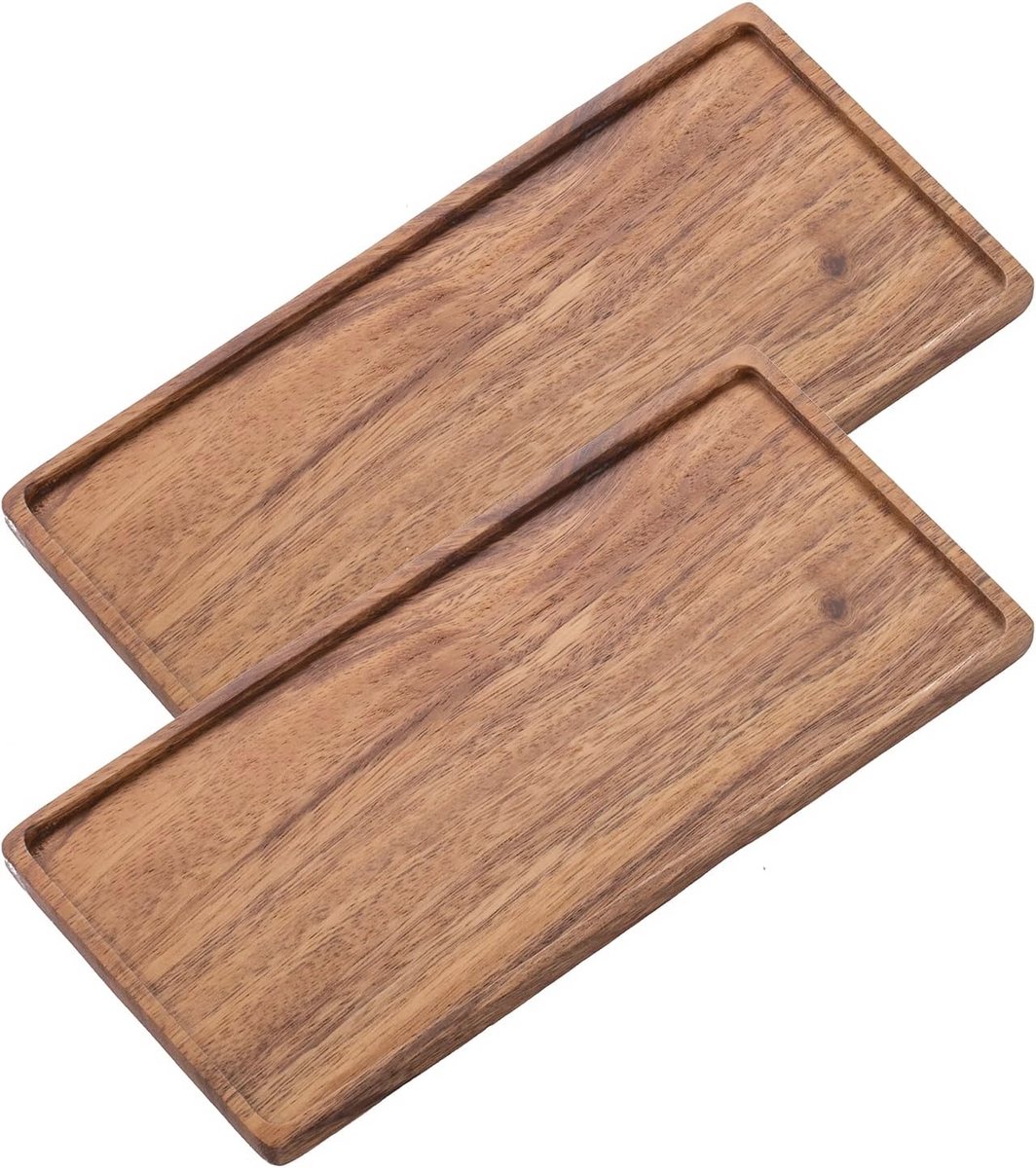 Handgemaakte houten serveerschaal set van 2 - Perfect voor feesten, hapjes en meer
