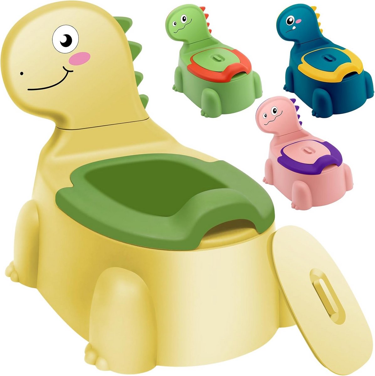 Potje Trainingstoel voor Peuters en Baby's, Zindelijkheidstraining met Rugleuning en Deksel, Geschikt voor Jongens en Meisjes (Dinosaurus Design)