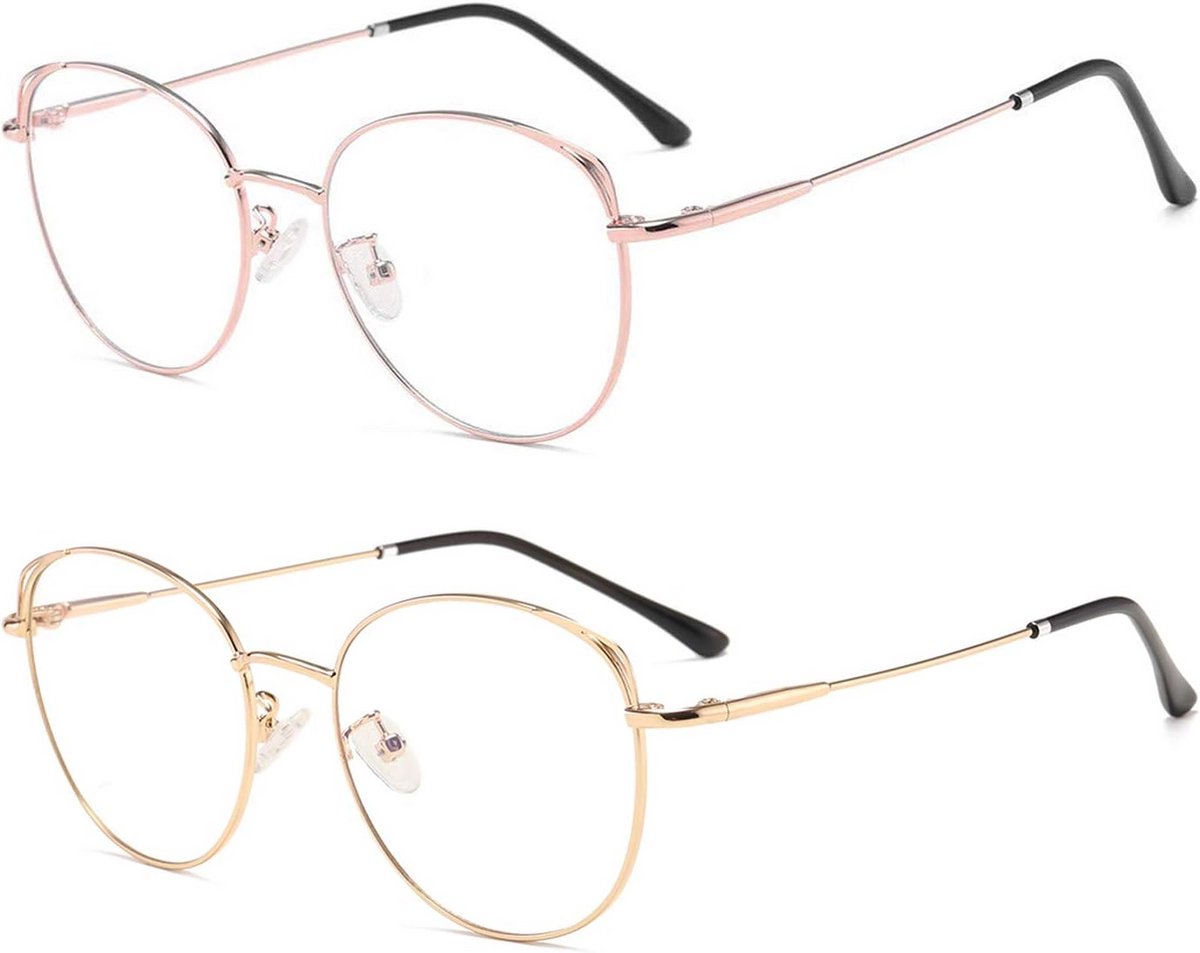 Anti blauw licht computerbril met filter bescherming kattenoog frame metalen frame UV400 vrouwen mannen
