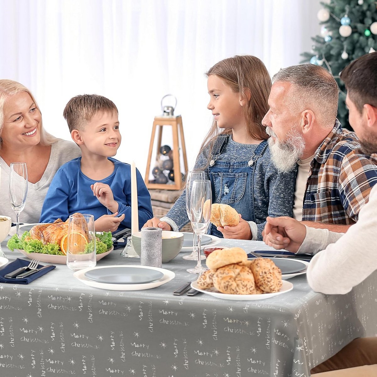10-delige Kersttafelset met Metallic Glans - Tafelkleed, Tafelloper en Servetten