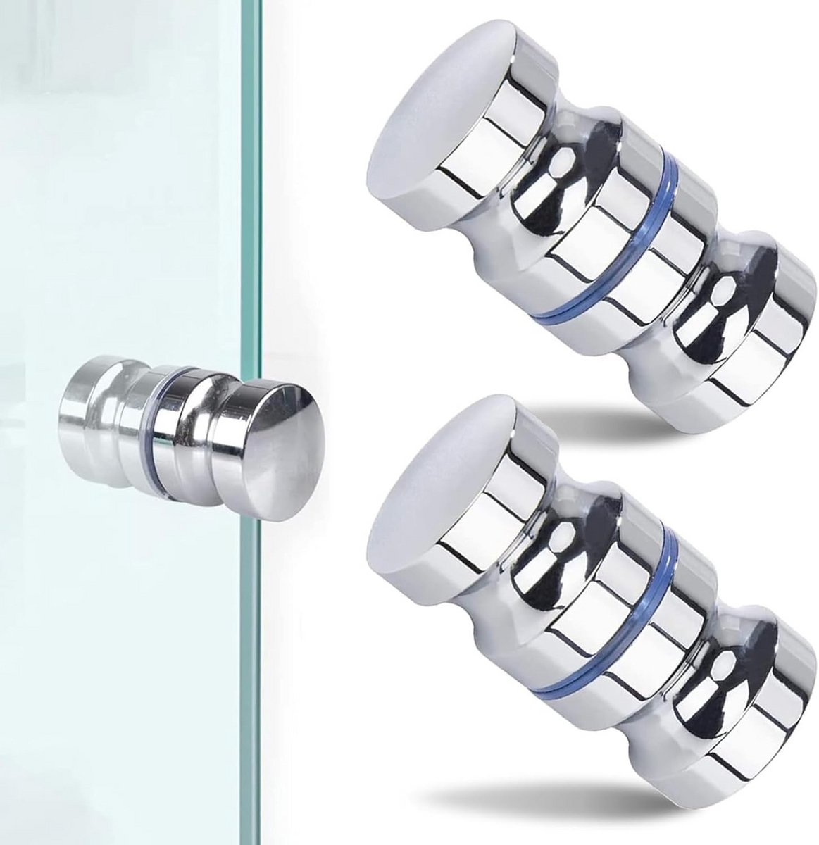 2 stuks douchedeurgrepen roestvrij staal hoogglans geschikt voor glasdeuren 8-12 mm