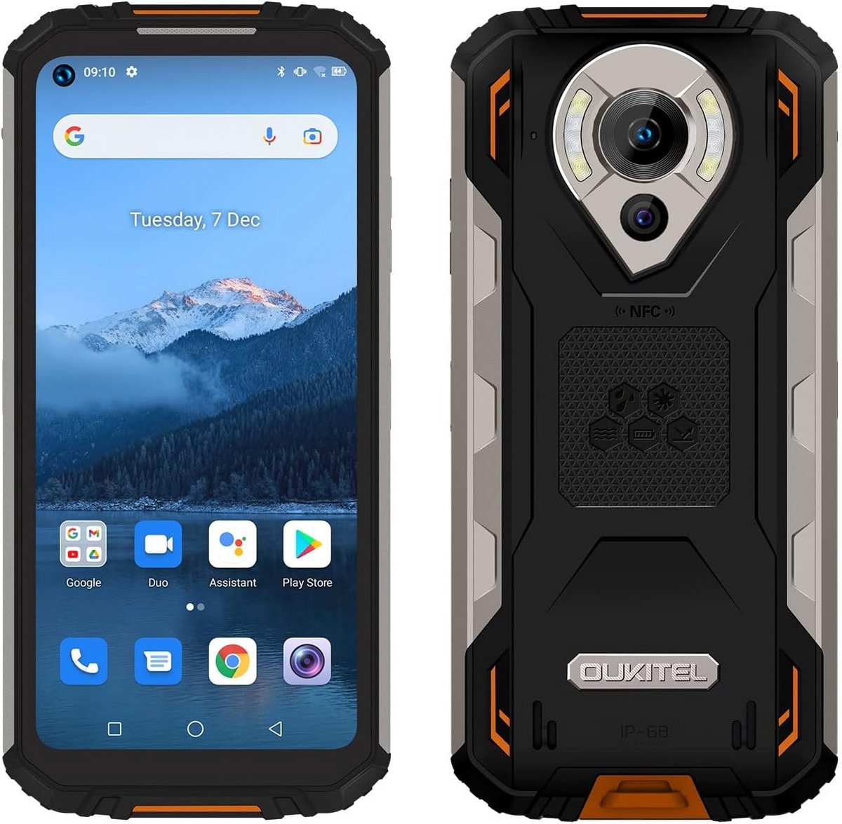 Robuuste Outdoor Smartphone 10600 mAh, Nachtzichtcamera 20MP, IP68 Waterdicht en Schokbestendig