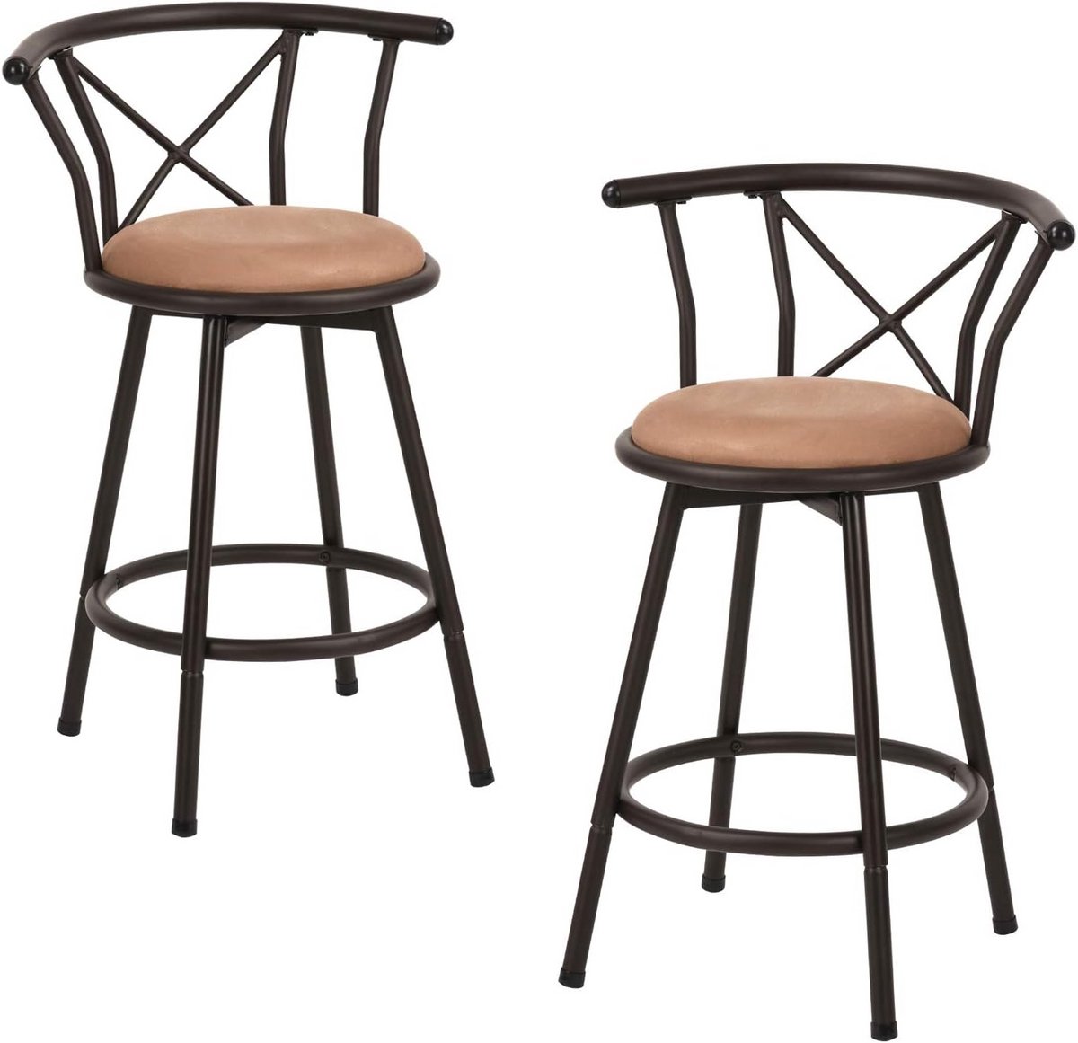 Barkrukken Set van 2 - 360 Graden Draaibaar - Vintage Stijl - Bruin