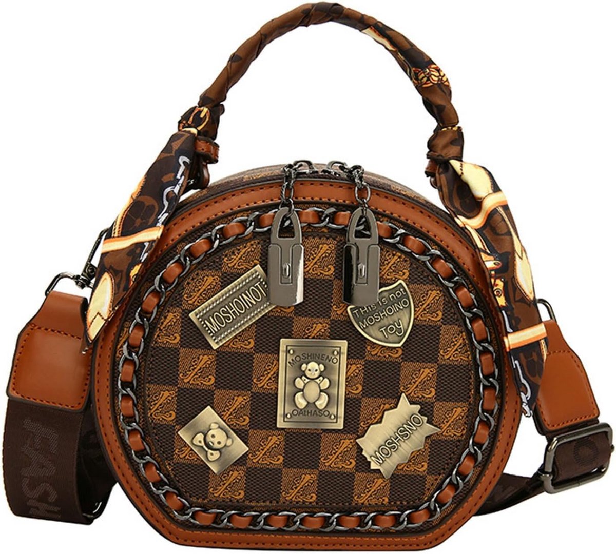 Vintage damestas voor vrouwen - Ronde crossbody tas met grote capaciteit