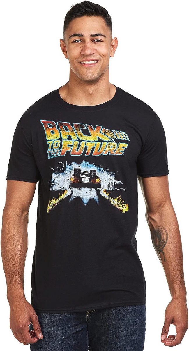 Back to the Future Delorean T-shirt voor mannen - Zwart - Maat L