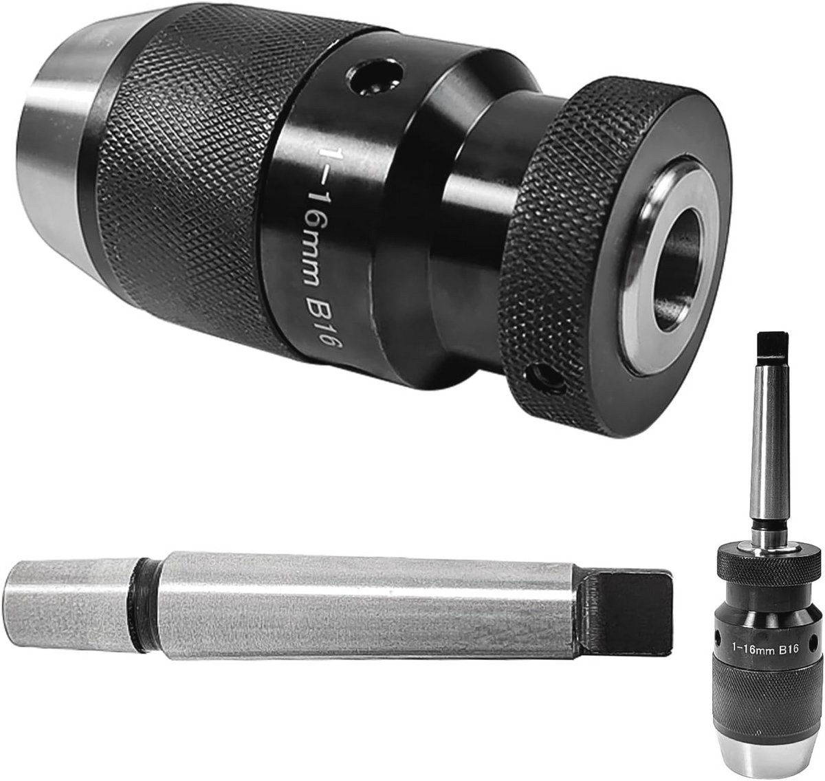 Snelspan Boorkop B16 1-16 mm met MK2 Kegeldoorn voor Draaibank en Boormachine