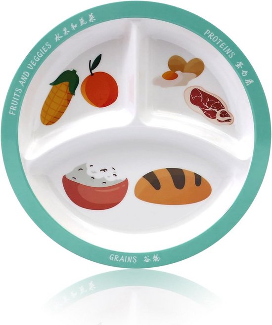 Assiette à Compartiments Ovale 4 Sections - Idéale Pour Contrôle Des Portions, Enfants, Cantine Ou Camping-car