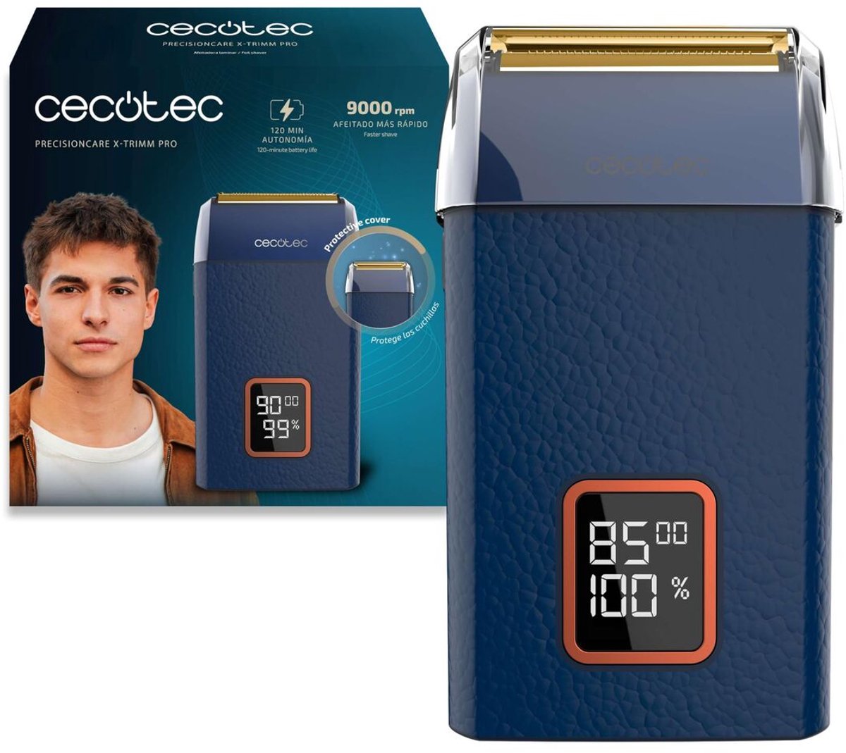 Cecotec Elektrisch Scheerapparaat PrecisionCare X-Trimm Pro Titanium 3 Snelheden LED 2u Blauw