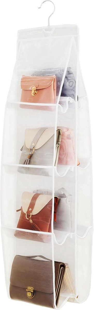 Hanging Wallet Organizer met 8 Vakken voor Kledingkast - Draagbare Handtas Organizer voor Vrouwen