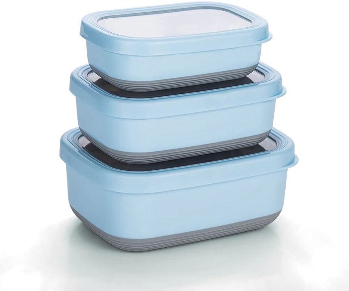 Premium RVS Voedselcontainers Set van 3 - Antislip, Lekvrij en BPA-vrij