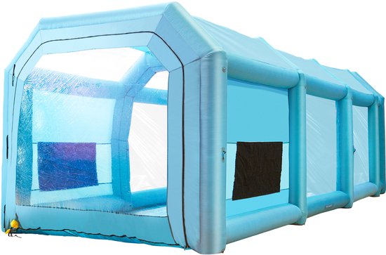 Opblaasbare Spuitcabine, 12 X 5 X 4 m Spuitcabine met Dubbele Ventilatoren, Draagbare Spuitcabine met Luchtfiltratiesysteem, Ideaal voor Het Spuiten van Auto's en Als Werkstation In Een Parkeertent, Blauw van Merkloos — afbeelding 2