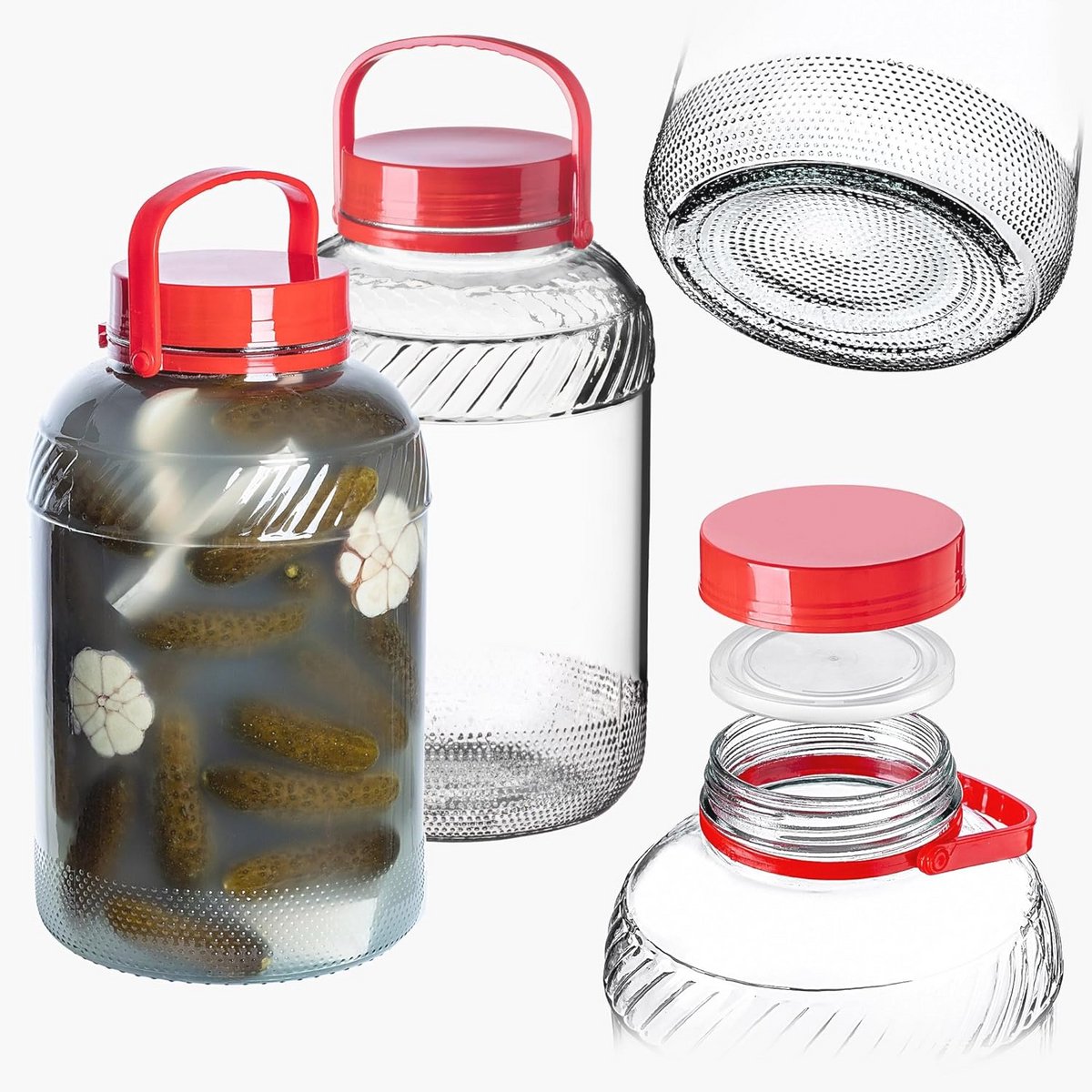 Glazen Augurkpot 8L Set van 2 - Luchtdichte Inmaakpot