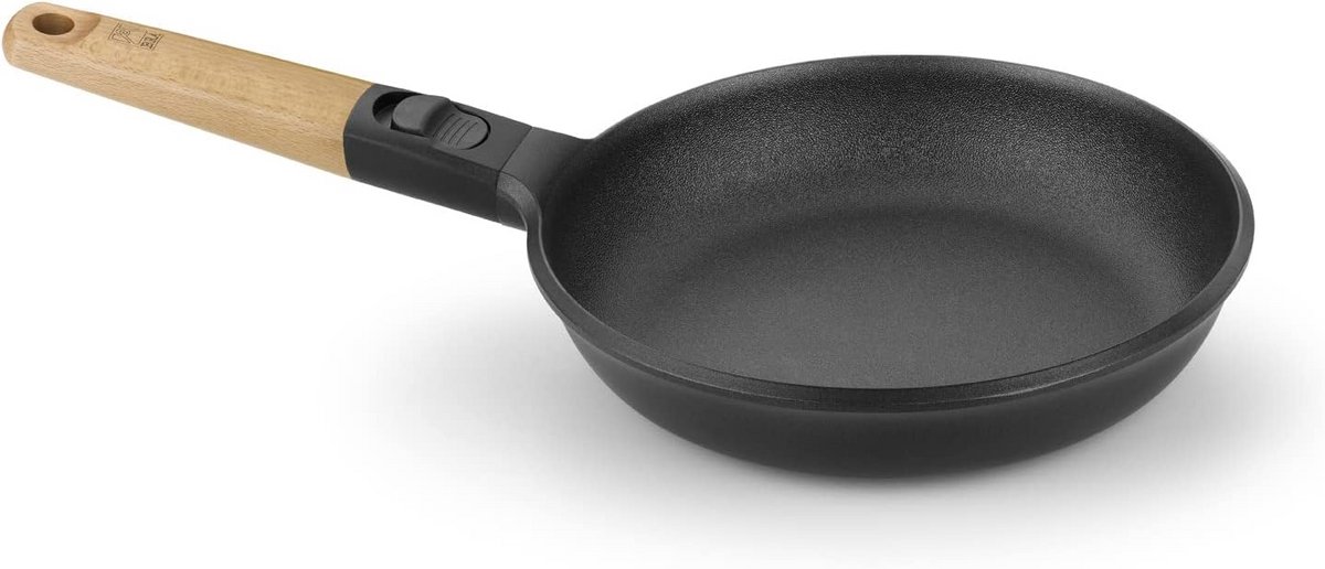 Braadpan 20 cm van gegoten aluminium met houten handgreep – geschikt voor inductie en alle fornuizen, ovenbestendig, PFOA-vrij