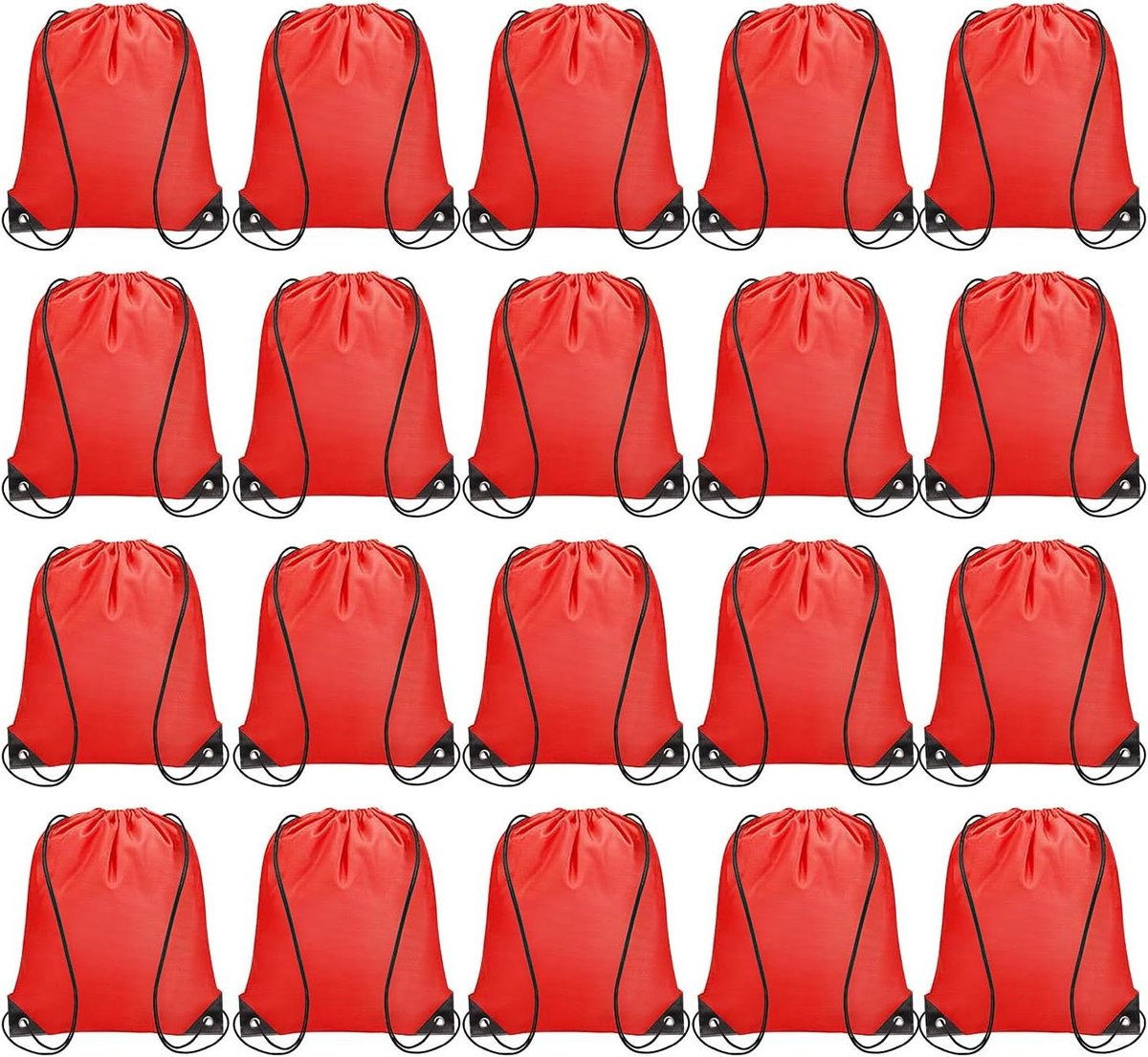 Allecta – 20 stuks zakken met trekkoord voor sport, zwemmen en strand – rood