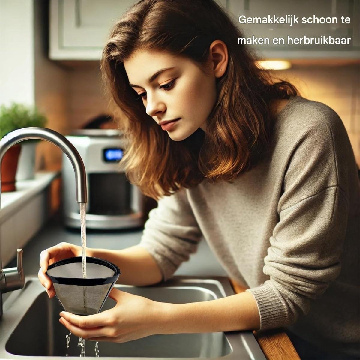 longziming -2*Herbruikbare Koffiefilter van Roestvrijstaal – Fijnmazig RVS Gaas – Duurzaam & Milieuvriendelijk – Geschikt voor Veel Koffiemachines — cadeau in Kookcadeaus - foto 4
