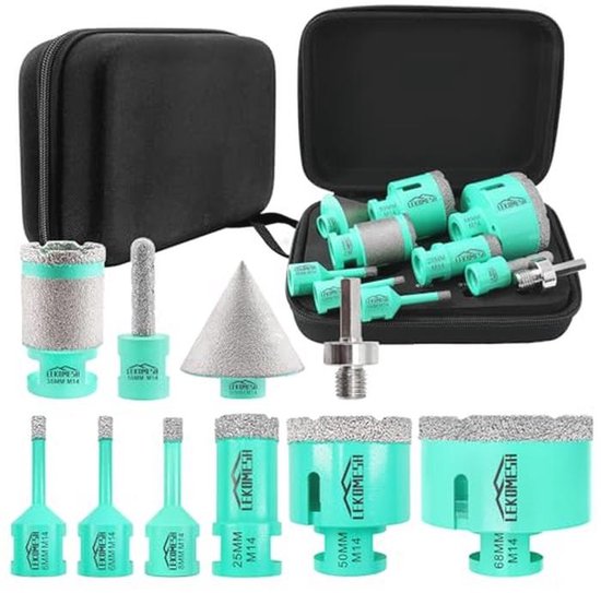 Diamant tegelboorset 10 stuks - voor porselein, keramiek, tegels