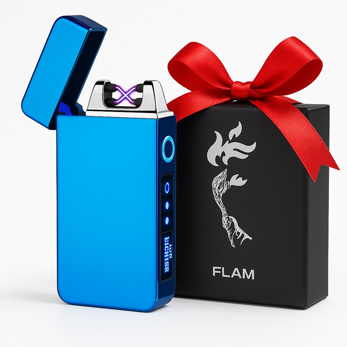 Stormaansteker - Elektrische Aansteker Het ideale Cadeau voor Mannen - Tieners - Jongens - Kerstcadeau - Vuurwerk - Flam - In Cadeauverpakking - Blauw
