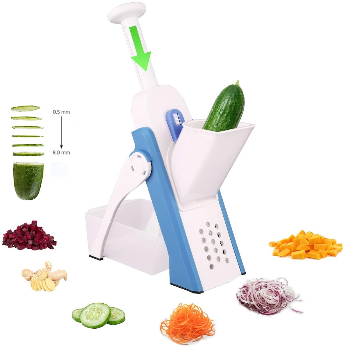 Home & Marker - Multifunctionele Mandoline Keukensnijder - Uiensnijder - Groentesnijder - Tomatensnijder - Komkommer Snijder - Blauw - SLICEWISE