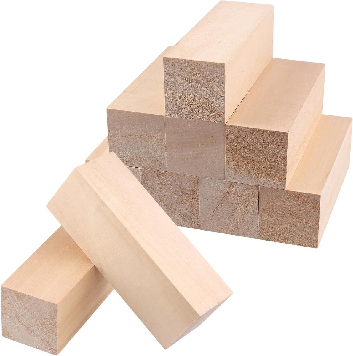 Provento - Houtsnijhoutblokken om te snijden, knutselhout 10 stuks 15 x 5 x 5 cm