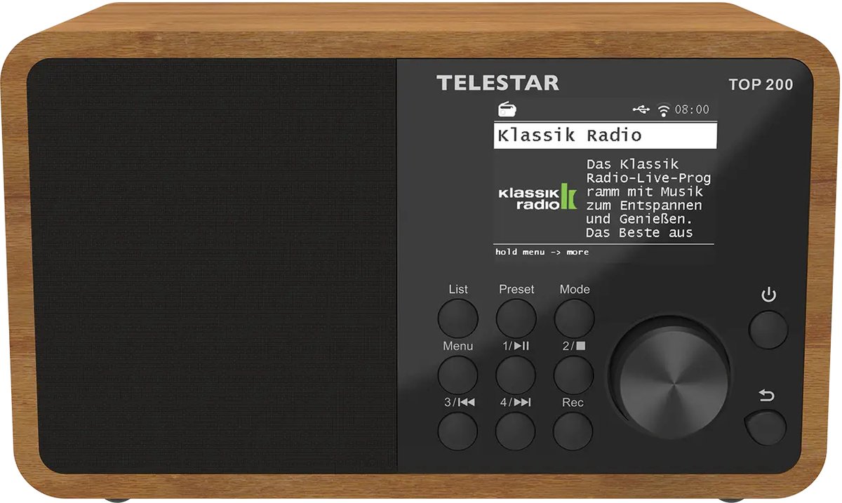 Telestar TOP 200 Holz Transistorradio met internetradio Internet, DAB+, VHF (FM) Bluetooth, USB, WiFi, AUX Hout