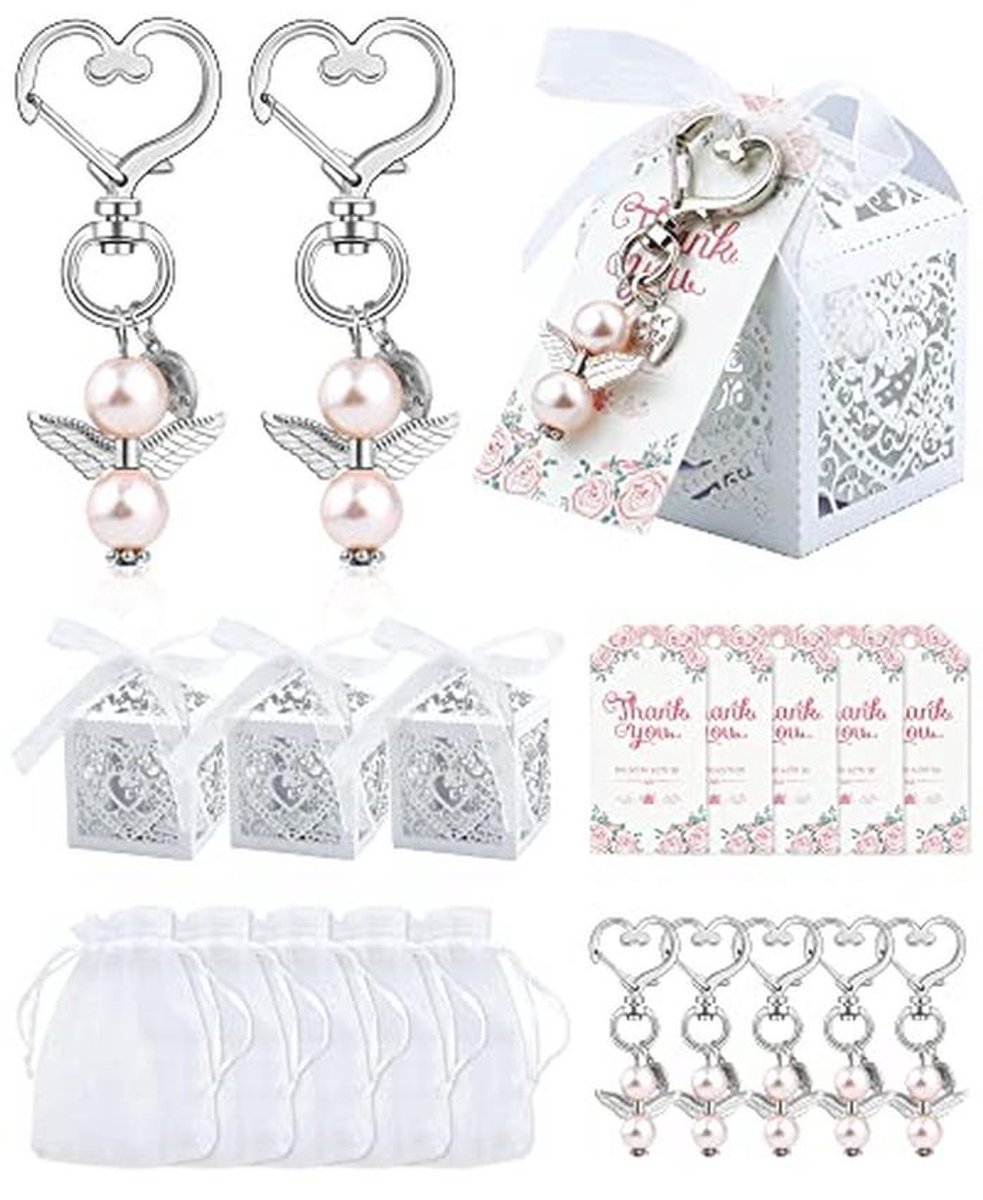 Babyshower en Doop Favorieten: Engel Sleutelhangers, Organza Zakjes en Bedankt Tags voor Feestjes