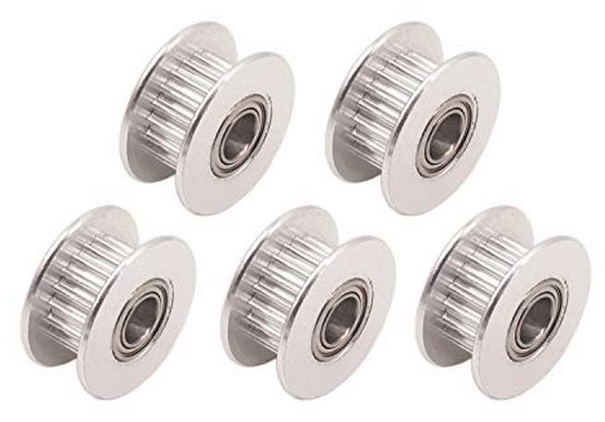 Aluminium Timing Belt Idler Pulley voor 3D Printer - Tandloze 20 Tanden 5mm Boor