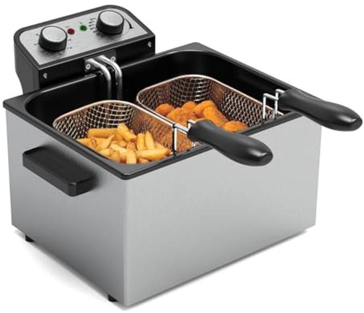 Elektrische Friteuse 1750 W met 3 Manden en Vensterdeksel 5 L Capaciteit