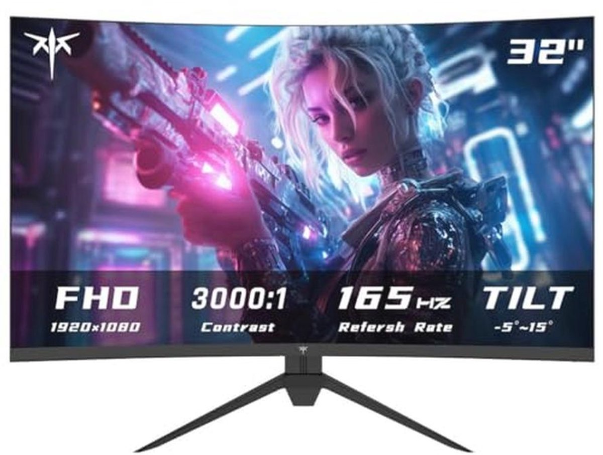 32 inch gebogen gamingmonitor FHD 1080P 165Hz met FreeSync en HDR