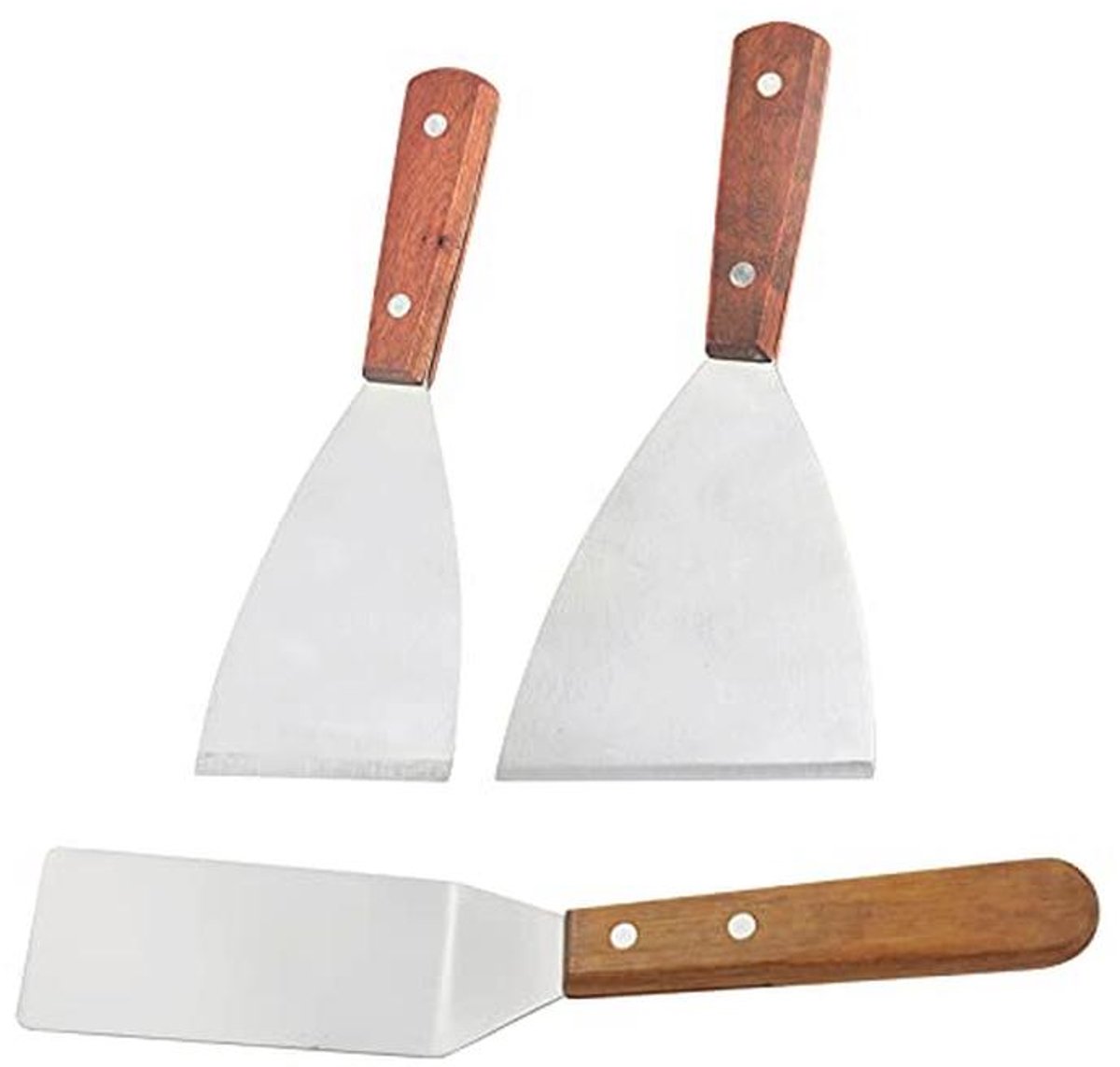 Grillspatel Set van 3 met Houten Handvat en RVS Bladen voor Barbecue en Koken