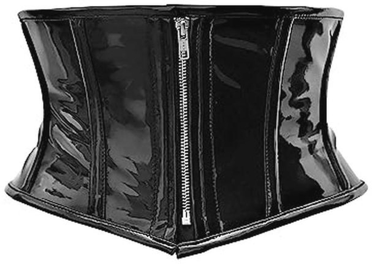 Dames Onderbust PVC Stalen Boned Body Waist Shaper Zwart