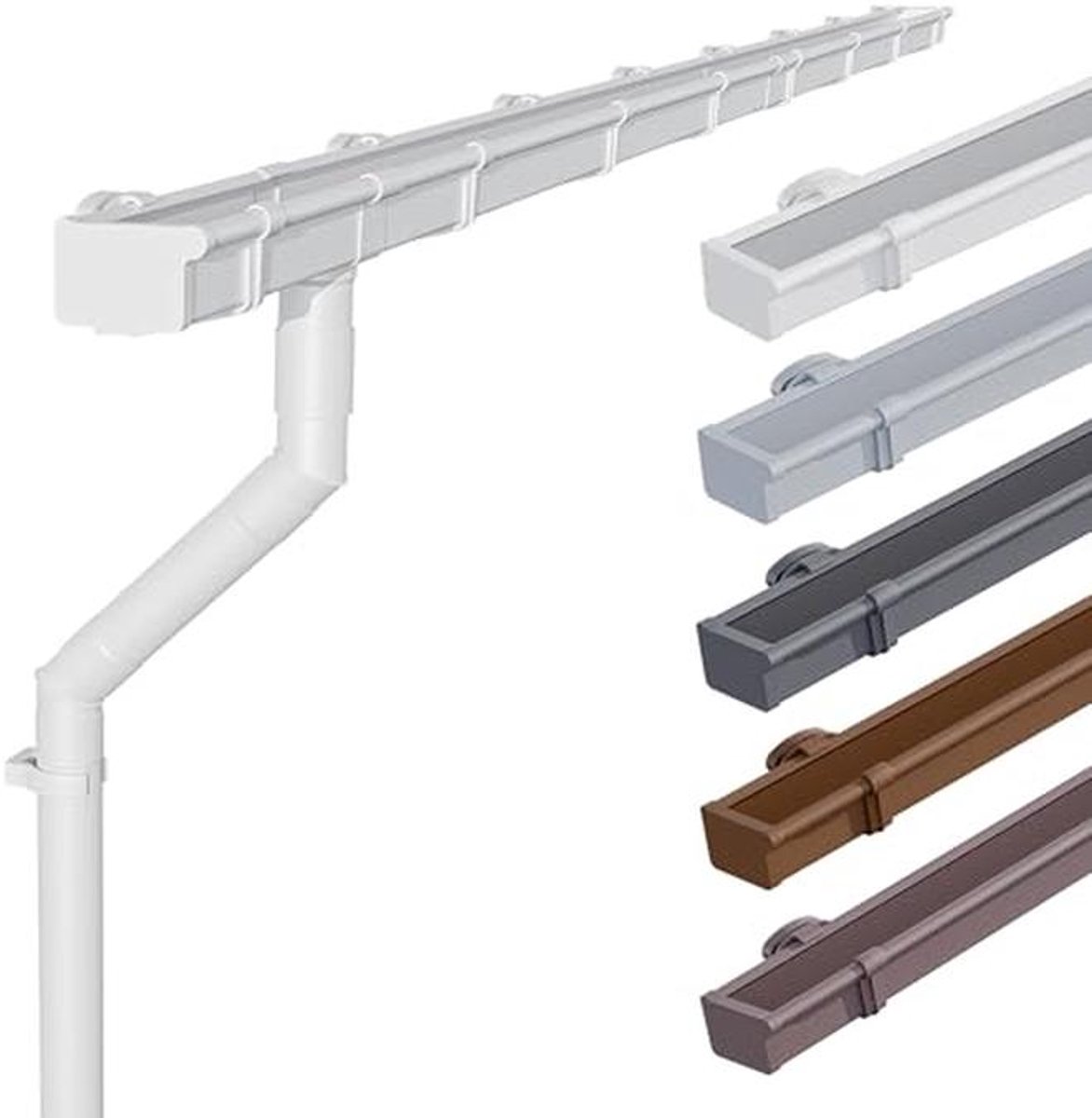 Dakgootset 68mm voor tuinhuis - doosvormig 5m wit