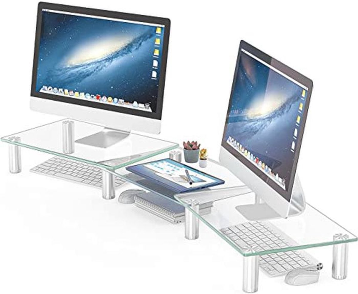Verstelbare Dubbele Monitorstandaard - Computer Riser voor Desktop en Laptop