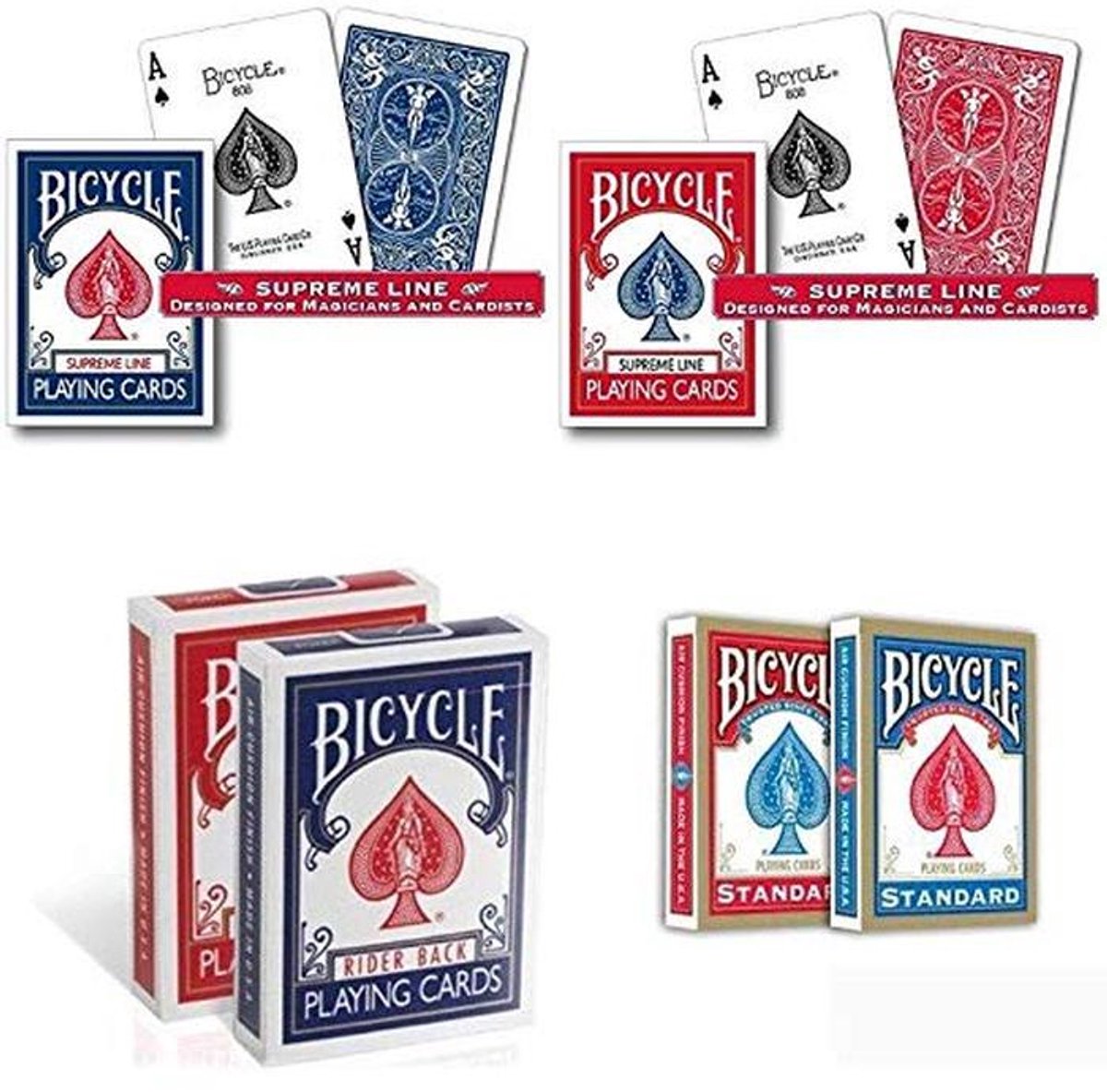 Fietsgeluk: 6 Speelkaarten Decks voor Elk Spelplezier - 2 Standaard, 2 Supreme Line en 2 Oude Hoes