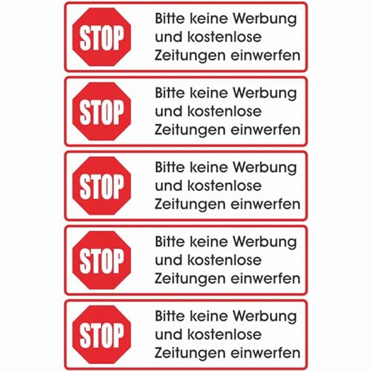Geen Reclame Brievenbusstickers 70x20 mm - 5 Stuks voor Gratis Kranten