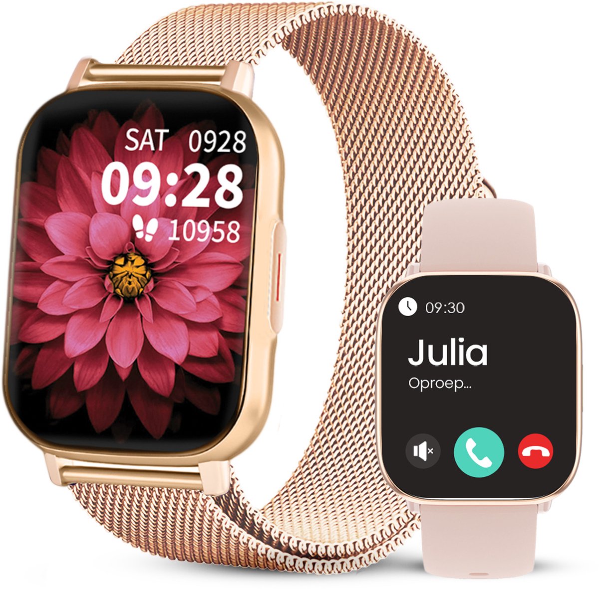 Roze Smartwatch Dames - Watch geschikt voor IOS Android en HarmonyOS - Avalue®