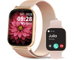 Avalue Smartwatch Dames & Heren - AMOLED Screen - AI Feature - Stappenteller - Bloeddrukmeter - Geschikt voor alle Smartphones - Roségoud