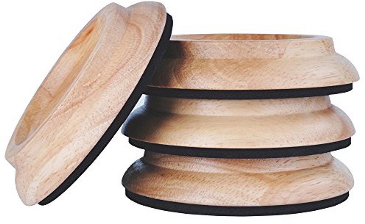 Premium Piano Zwenkbekers Set van 4 - Hardhouten Vloerbeschermers met Antislip en Geluidsdemping
