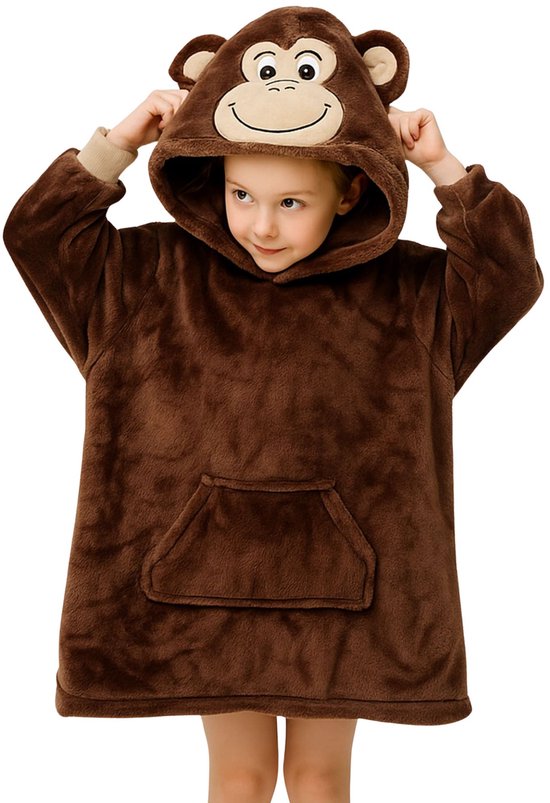 MONKEY - hoodie 45x60 cm - kinderen - aap - Partridge - bruin