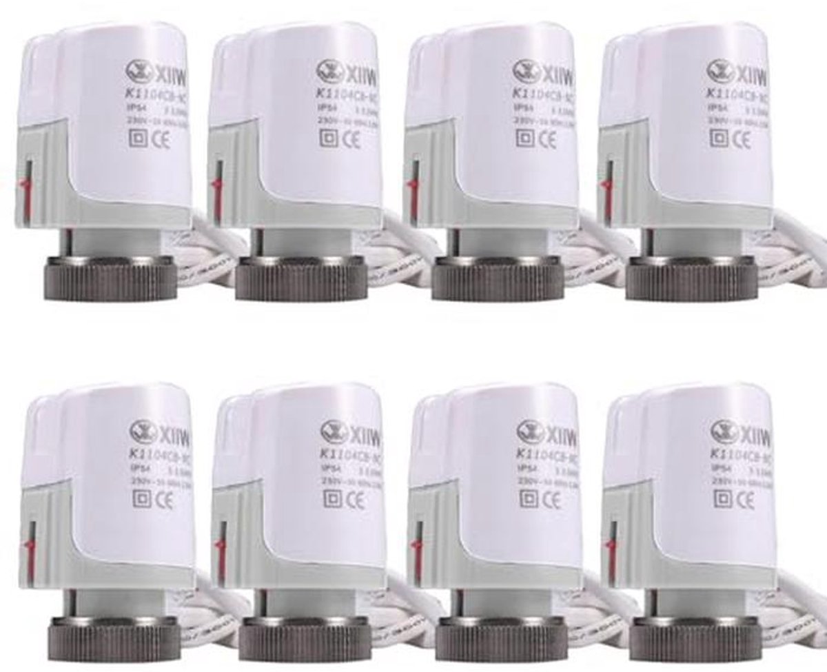 8 x Servomotoren voor Vloerverwarming, Thermische Aandrijving, Stroomloos, NC M30 x 1,5