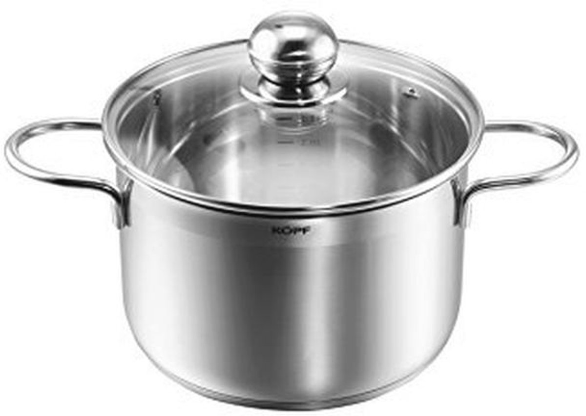Roestvrijstalen Vleespan Ø 16 cm met Glazen Deksel - Ideaal voor Inductie Koken