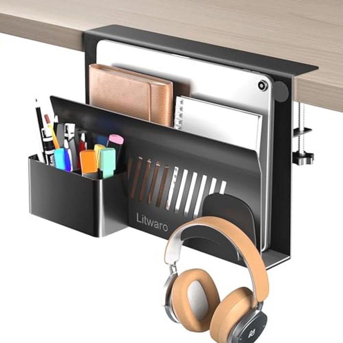 Onderdesk Laptop Organizer met Magnetische Houder en Klem
