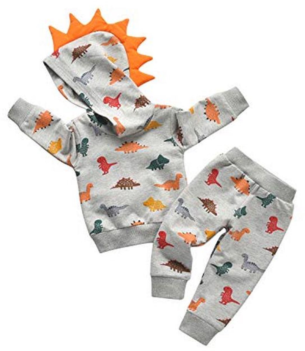 Lange Mouw Hoodie Tops en Broek Outfit Set voor Peuters 3-24 Maanden