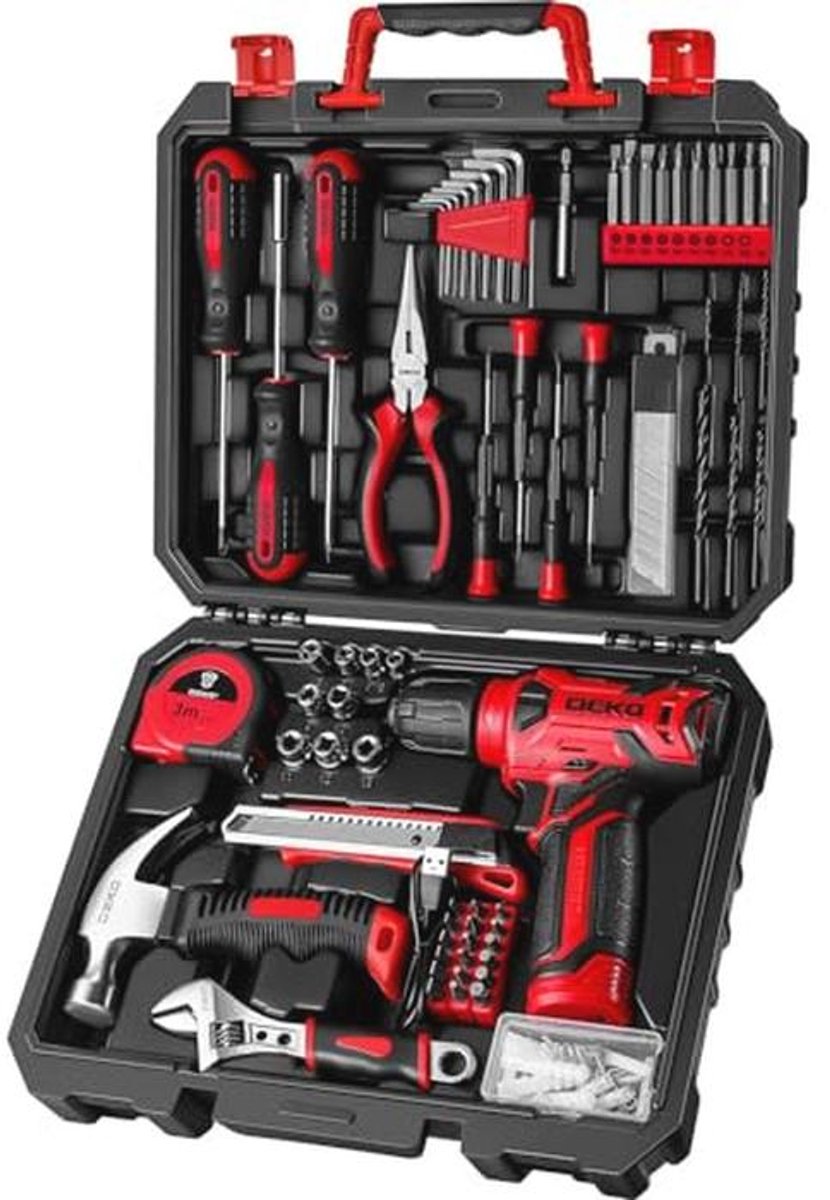 Professionele Gereedschapskist met Schroevendraaier/Boormachine en 126-delige Accessoires voor Kantoor en Tuin