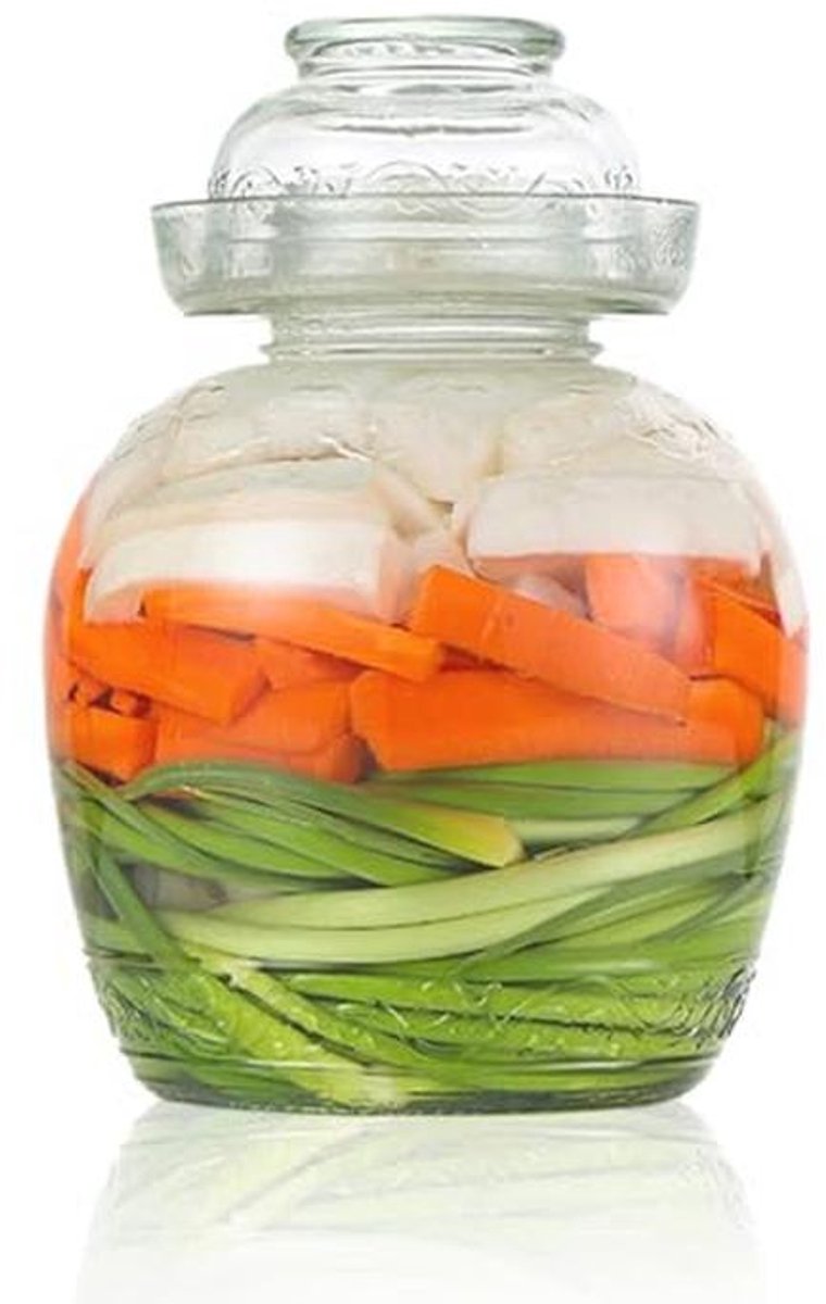 Voedselveilige Glazen Gistingspot voor Kimchi en Gefermenteerd Voedsel - 2,5L