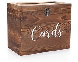 Houten Kaartenbox Vintage 30 cm met Deksel en Slot voor Bruiloften, Verjaardagen en Feestjes