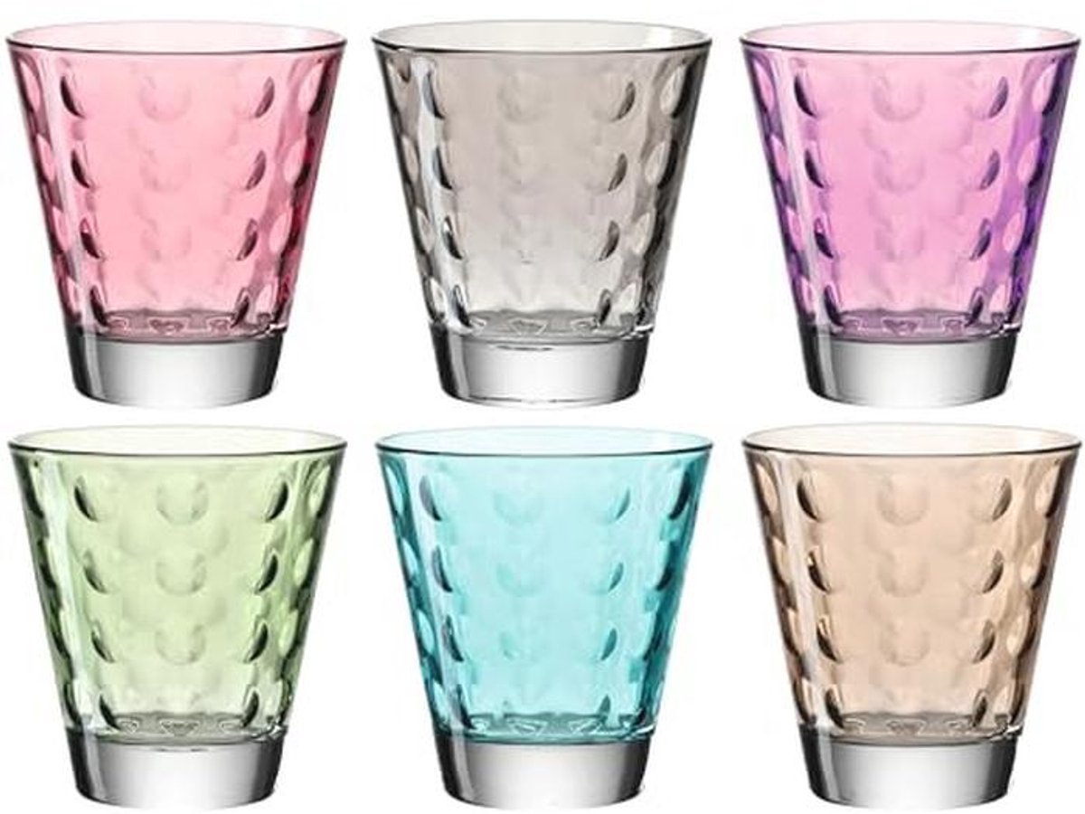 Kleurige Optische Drinkglazen Set van 6 - Vaatwasserbestendig