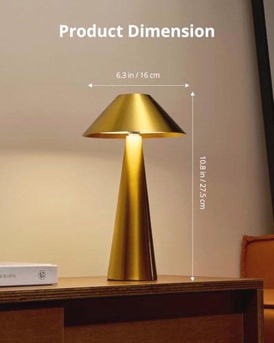 Draadloze LED Nachtlampjes Gouden Kleur - 2 Stuks, Oplaadbaar, Magnetisch, Draagbaar, IP54 — afbeelding 4