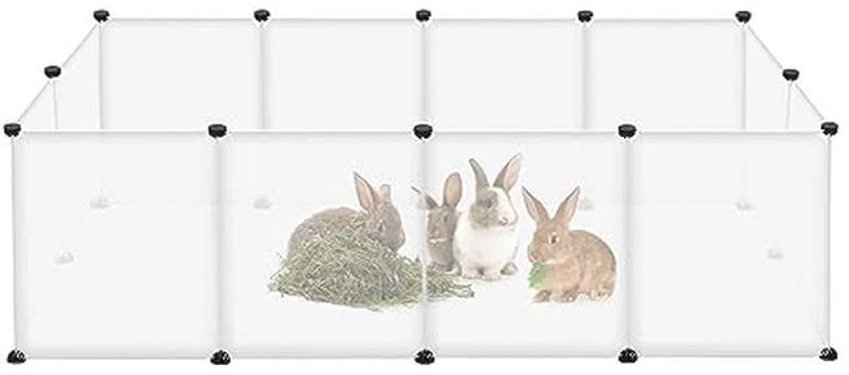 Dieren speelhekje 145 x 75 x 48 cm met 12 panelen voor konijnen en hamsters