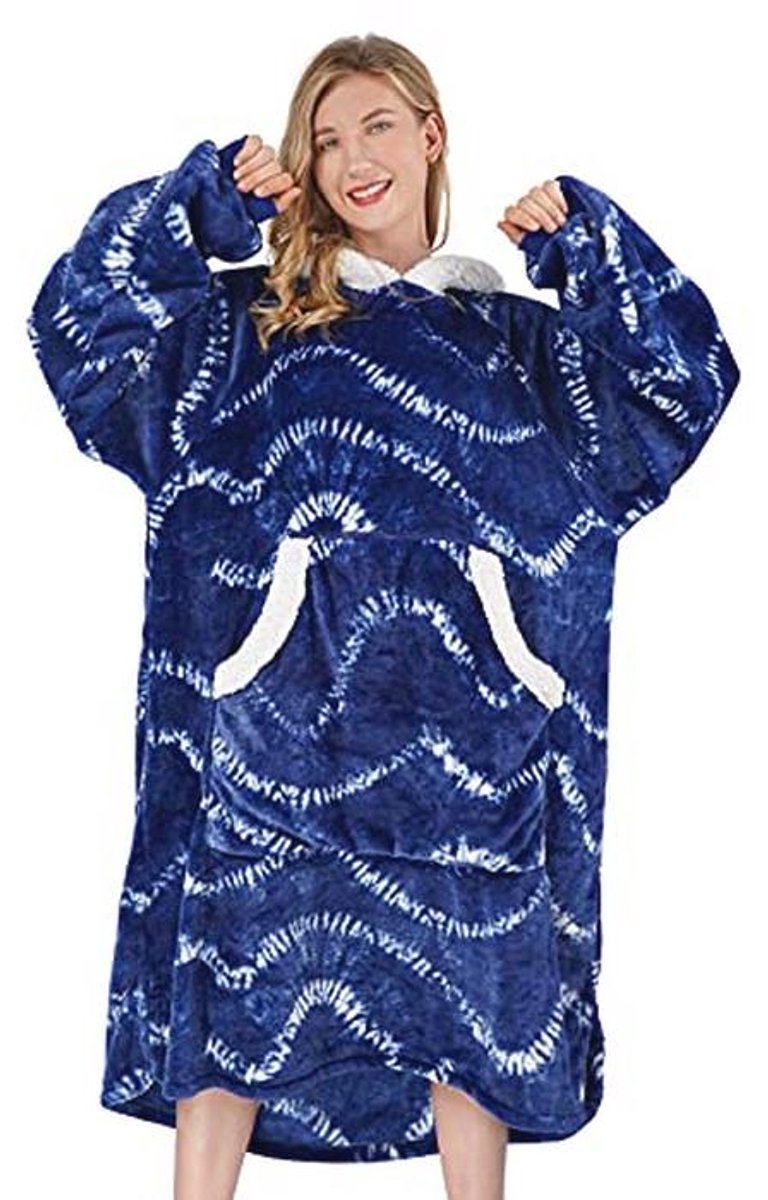 Winthome Oversized hoodiedeken, flanel sweatshirt, deken, knuffeltrui voor dames en heren en volwassenen